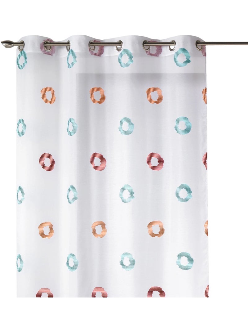 Voilage léger à motifs de cercles rayés stylisés Bleu turquoise - Kiabi