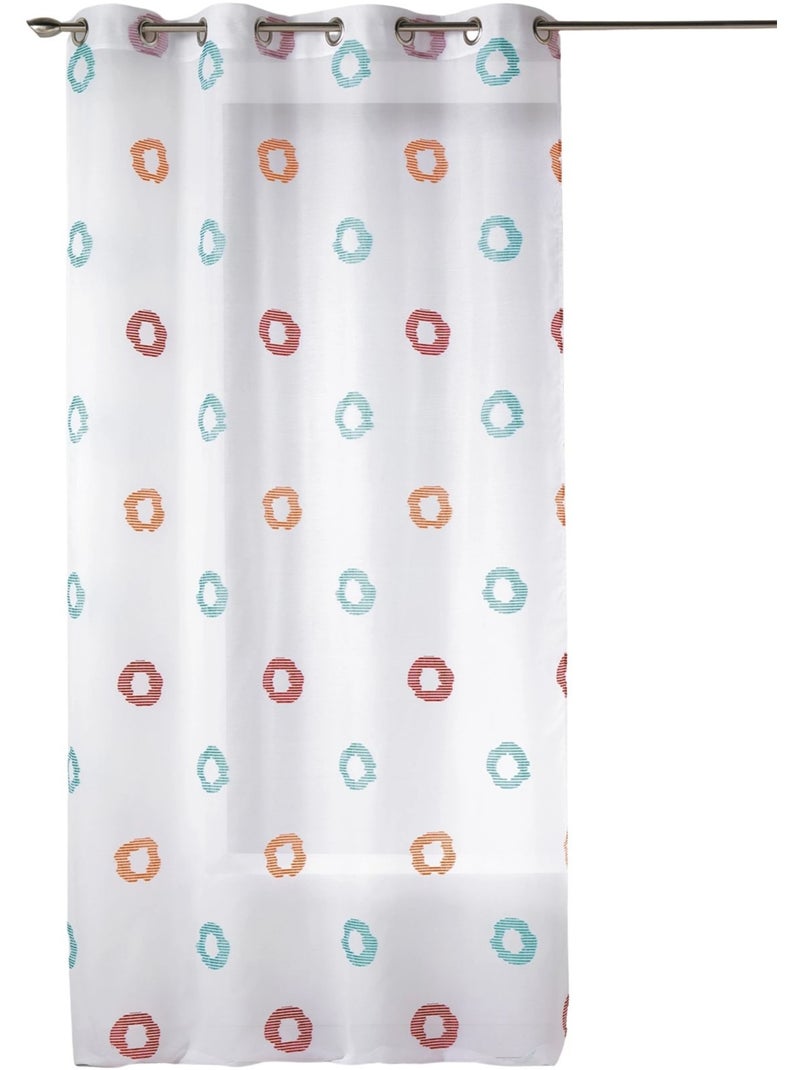 Voilage léger à motifs de cercles rayés stylisés Bleu turquoise - Kiabi