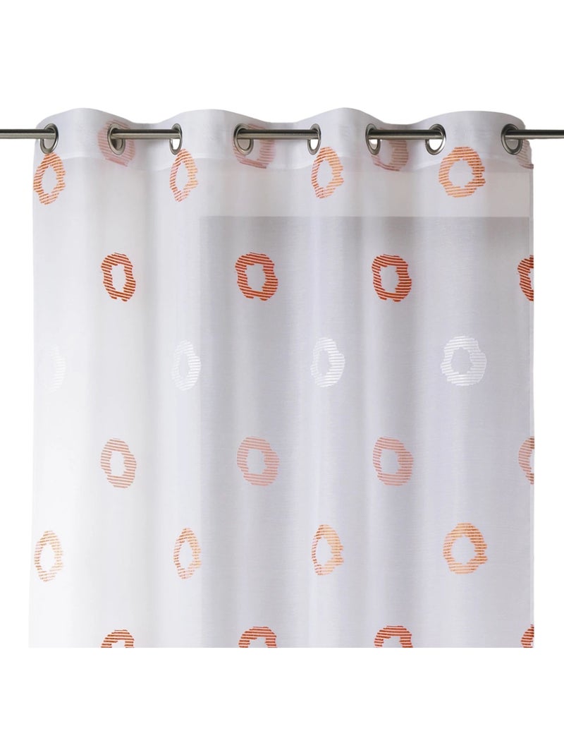 Voilage léger à motifs de cercles rayés stylisés Orange corail - Kiabi