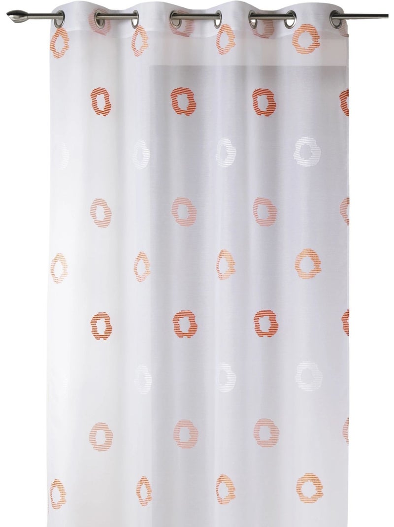 Voilage léger à motifs de cercles rayés stylisés Orange corail - Kiabi