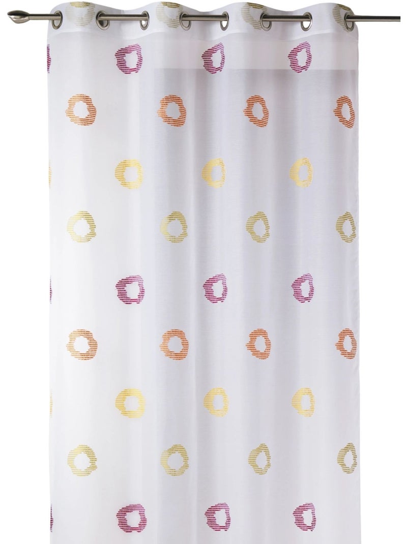 Voilage léger à motifs de cercles rayés stylisés Rose fushia - Kiabi