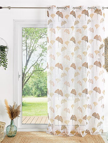Voilage léger imprimé motif ginkgo