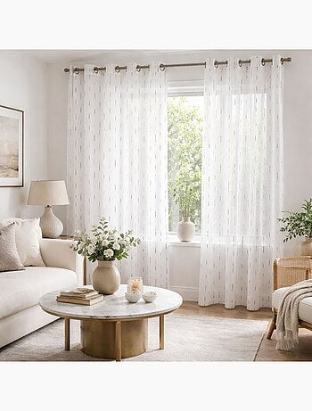 Voilage léger traits brodés