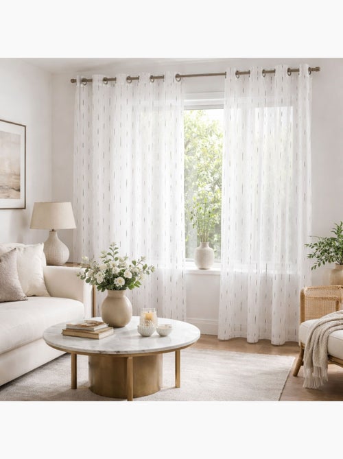 Voilage léger traits brodés - Kiabi