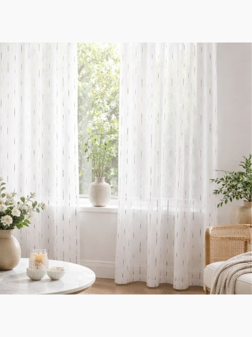 Voilage léger traits brodés - Kiabi