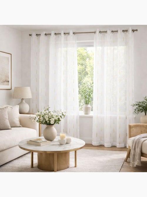 Voilage léger traits brodés - Kiabi