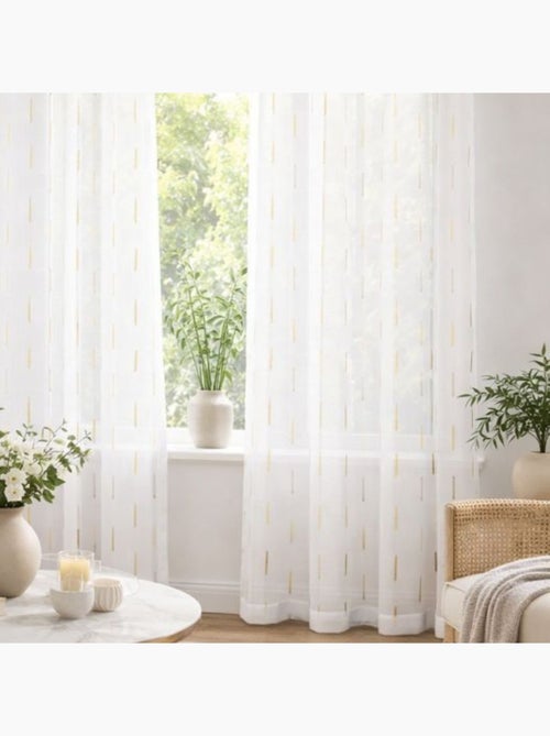 Voilage léger traits brodés - Kiabi