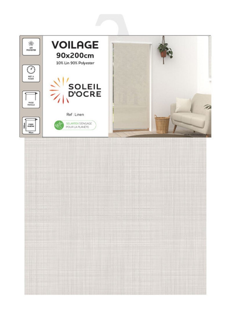 Voilage lin pour porte fenêtre LINEN, par Soleil d'Ocre Beige - Kiabi