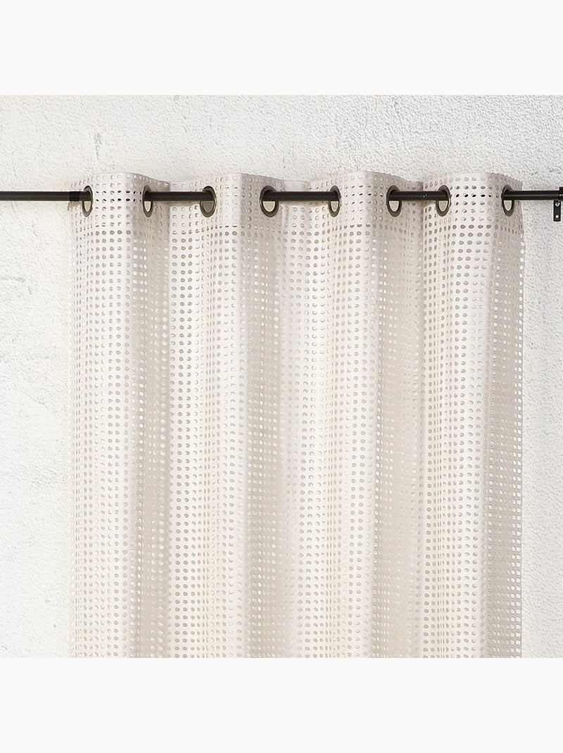 Voilage maille ajourée à oeillets Blanc cassé - Kiabi