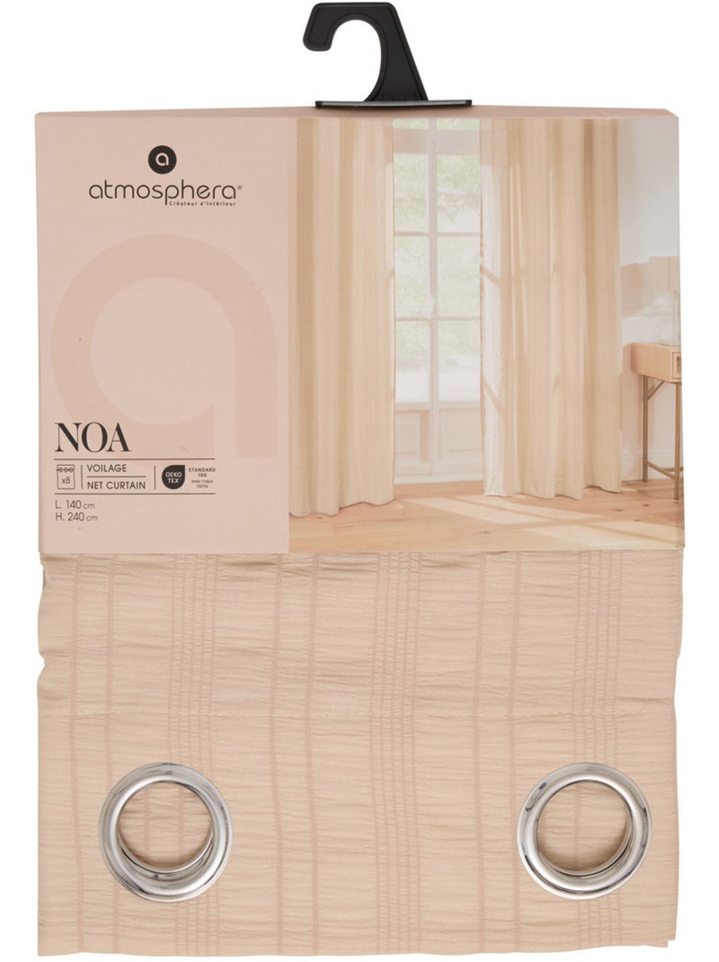 Voilage motif rayures plissées NOA Beige - Kiabi