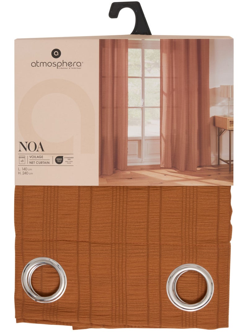 Voilage motif rayures plissées NOA Terracotta - Kiabi