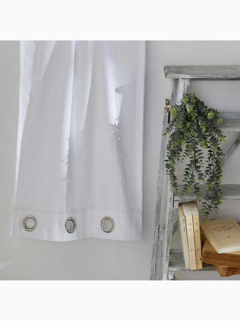 Voilage ? oeillets coton uni CHARME Blanc - Kiabi