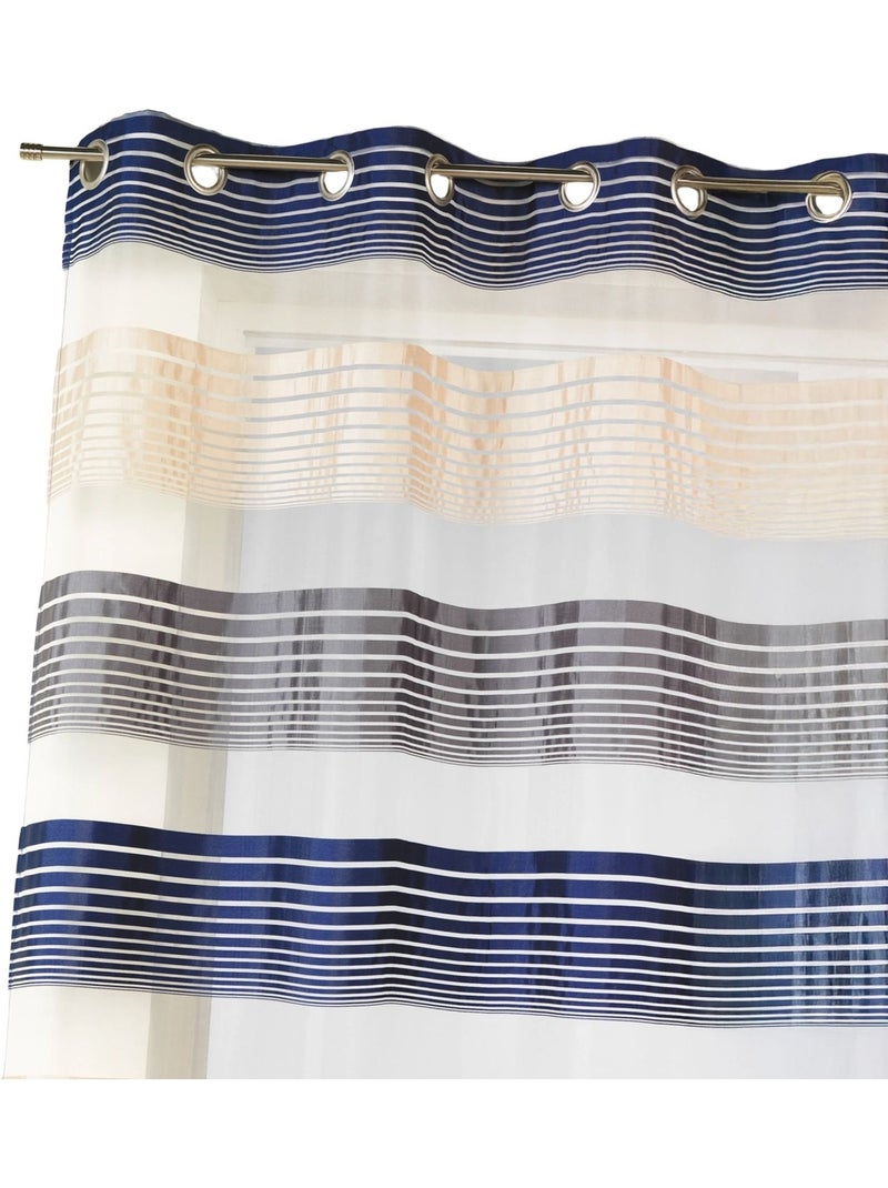 Voilage organza à fines rayures horizontales colorées Bleu marine - Kiabi