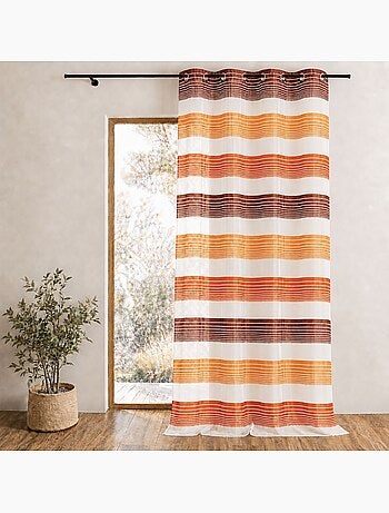 Voilage organza à fines rayures horizontales colorées