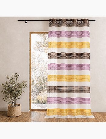 Voilage organza à fines rayures horizontales colorées