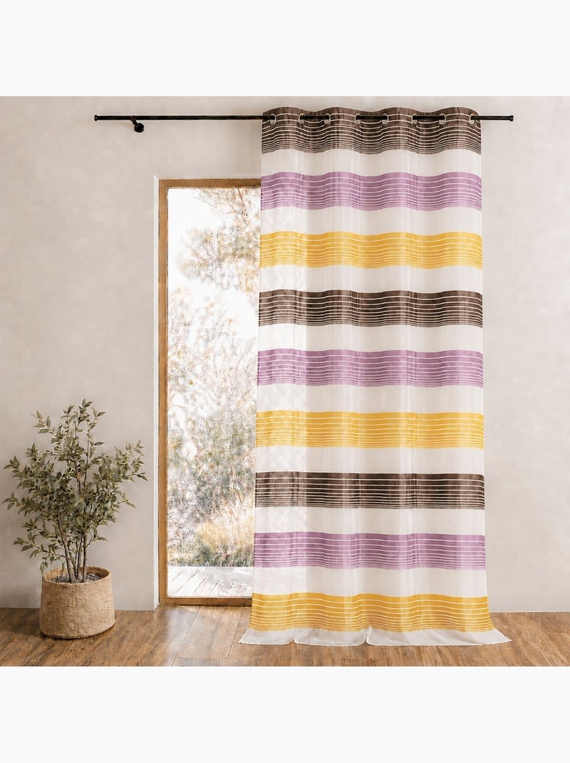 Voilage organza à fines rayures horizontales colorées Parme - Kiabi