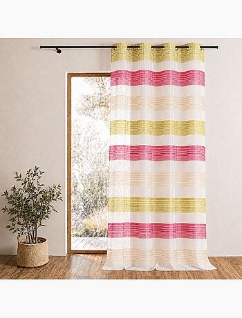 Voilage organza à fines rayures horizontales colorées