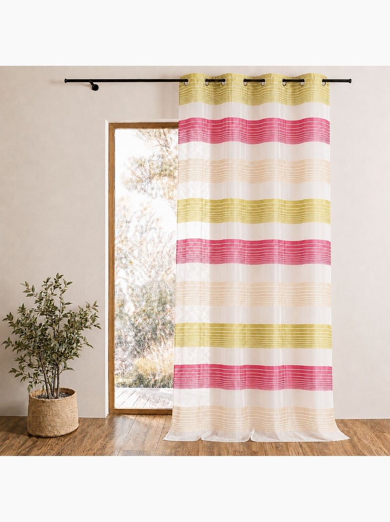 Voilage organza à fines rayures horizontales colorées Rose framboise - Kiabi