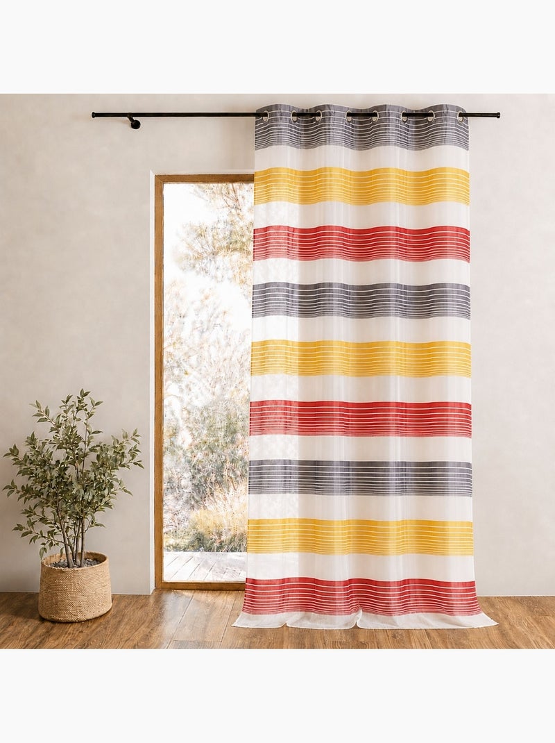 Voilage organza à fines rayures horizontales colorées Rouge - Kiabi