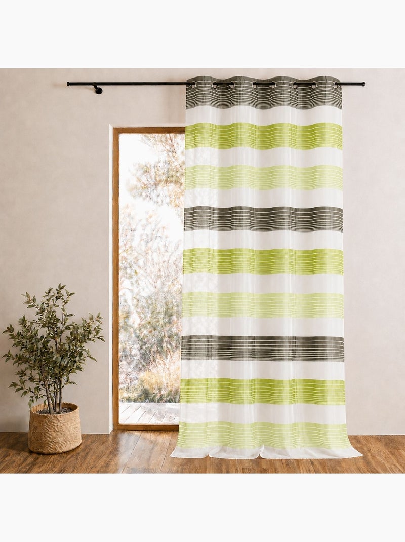 Voilage organza à fines rayures horizontales colorées Vert tilleul - Kiabi