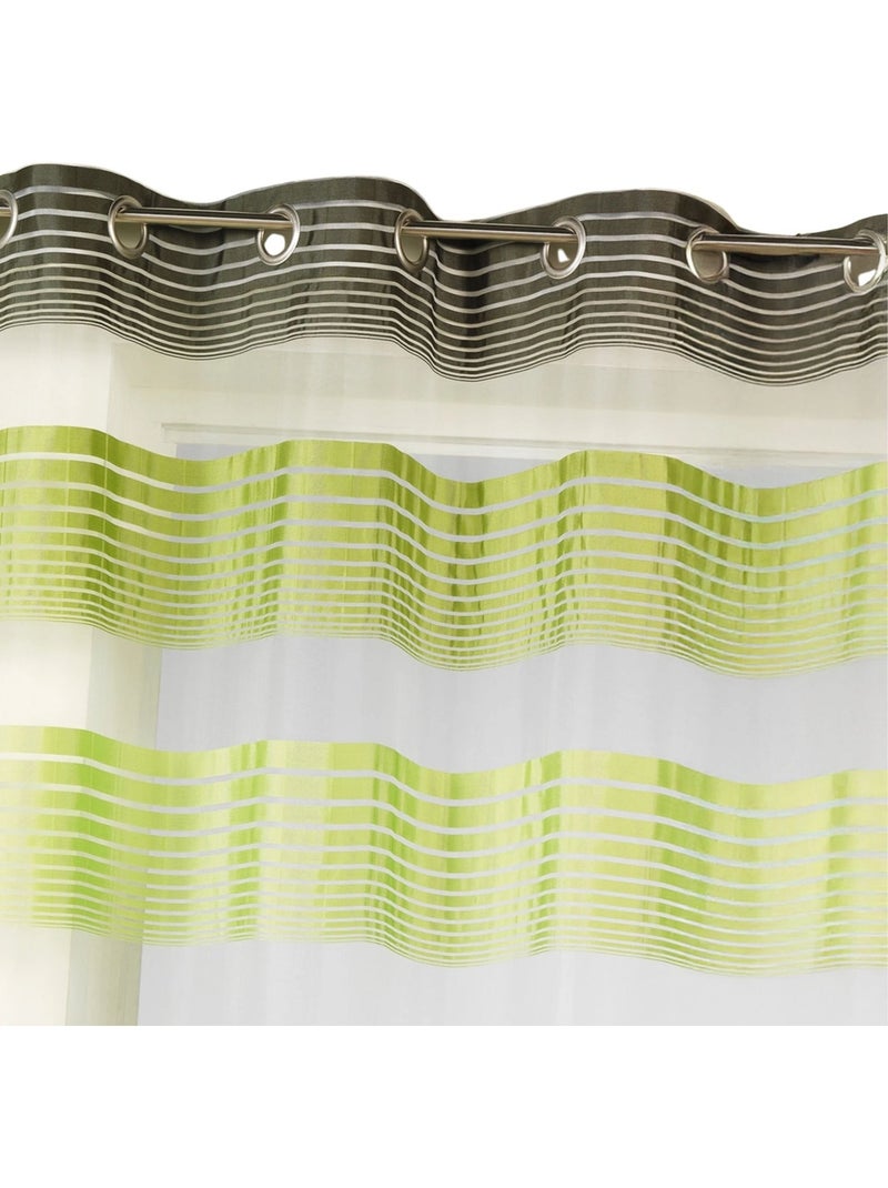 Voilage organza à fines rayures horizontales colorées Vert tilleul - Kiabi