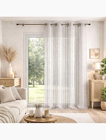 Voilage organza à rayures et œillets