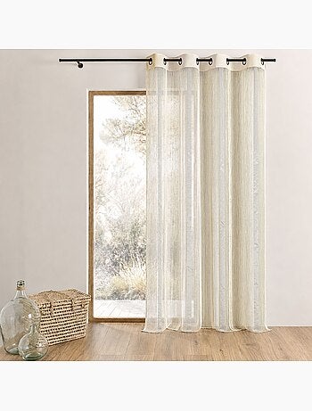 Voilage organza à rayures verticales et parement