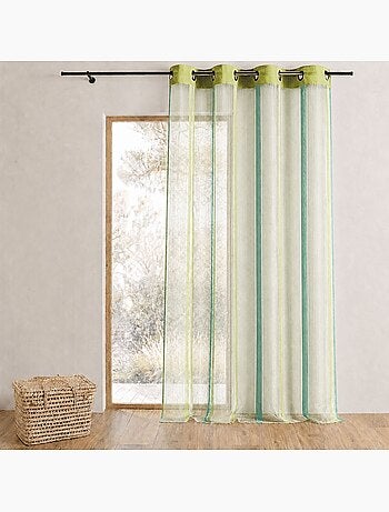 Voilage organza à rayures verticales et parement