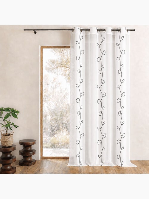 Voilage organza dévoré motif rayures et fils - Kiabi