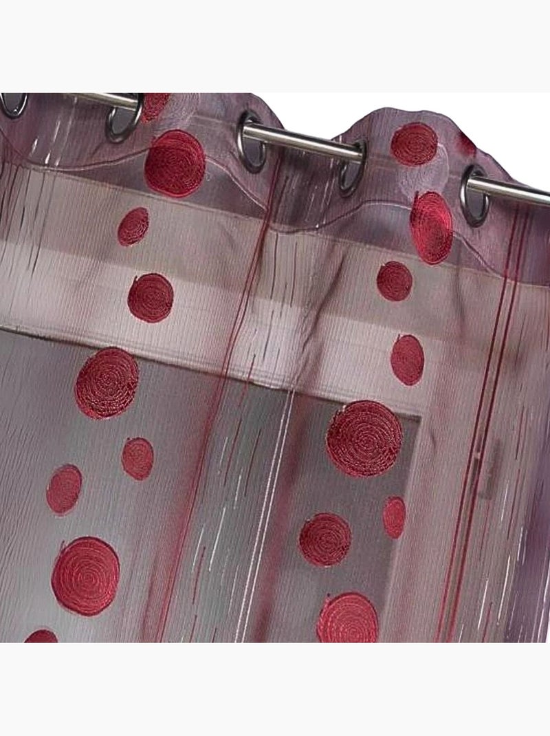 Voilage organza fils coupés motif ronds Bordeaux - Kiabi