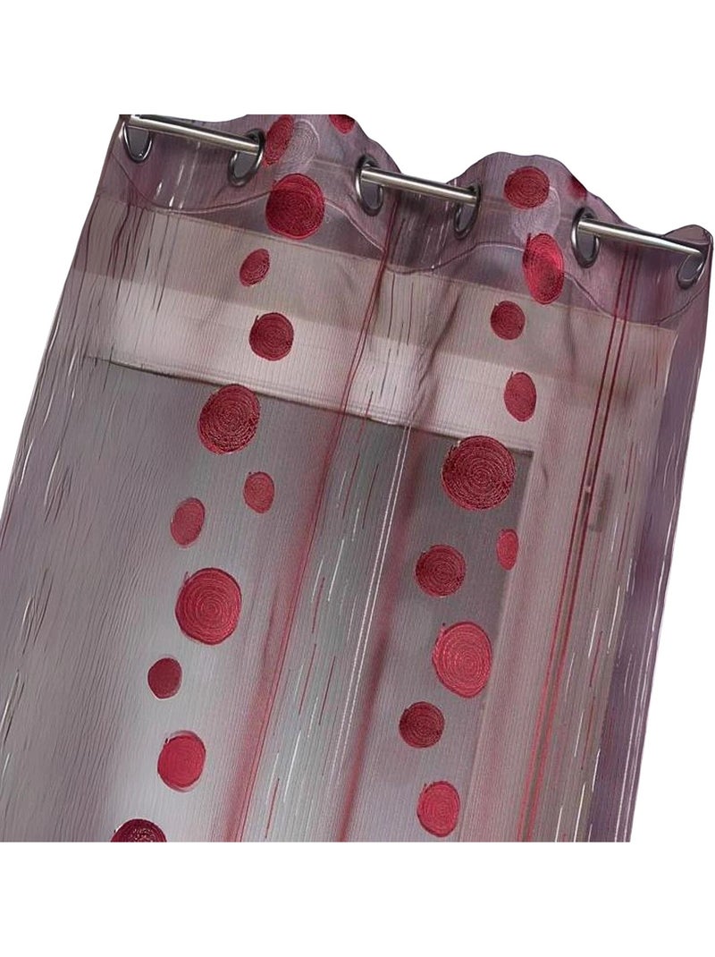 Voilage organza fils coupés motif ronds Bordeaux - Kiabi