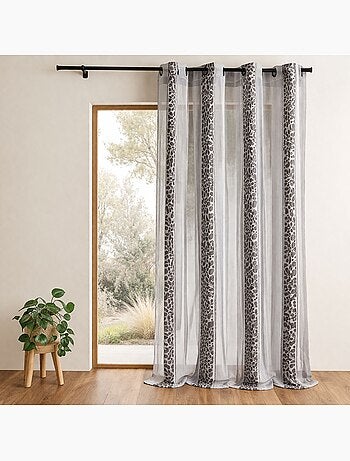 Voilage organza jacquard à motif feuillage