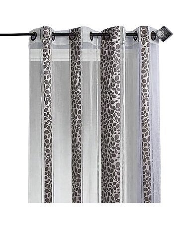 Voilage organza jacquard à motif feuillage