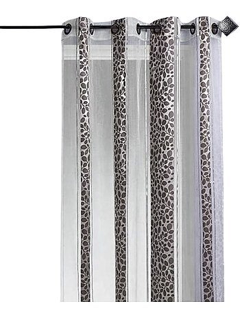 Voilage organza jacquard à motif feuillage