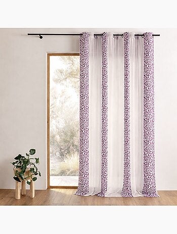 Voilage organza jacquard à motif feuillage