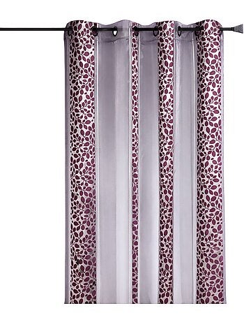 Voilage organza jacquard à motif feuillage