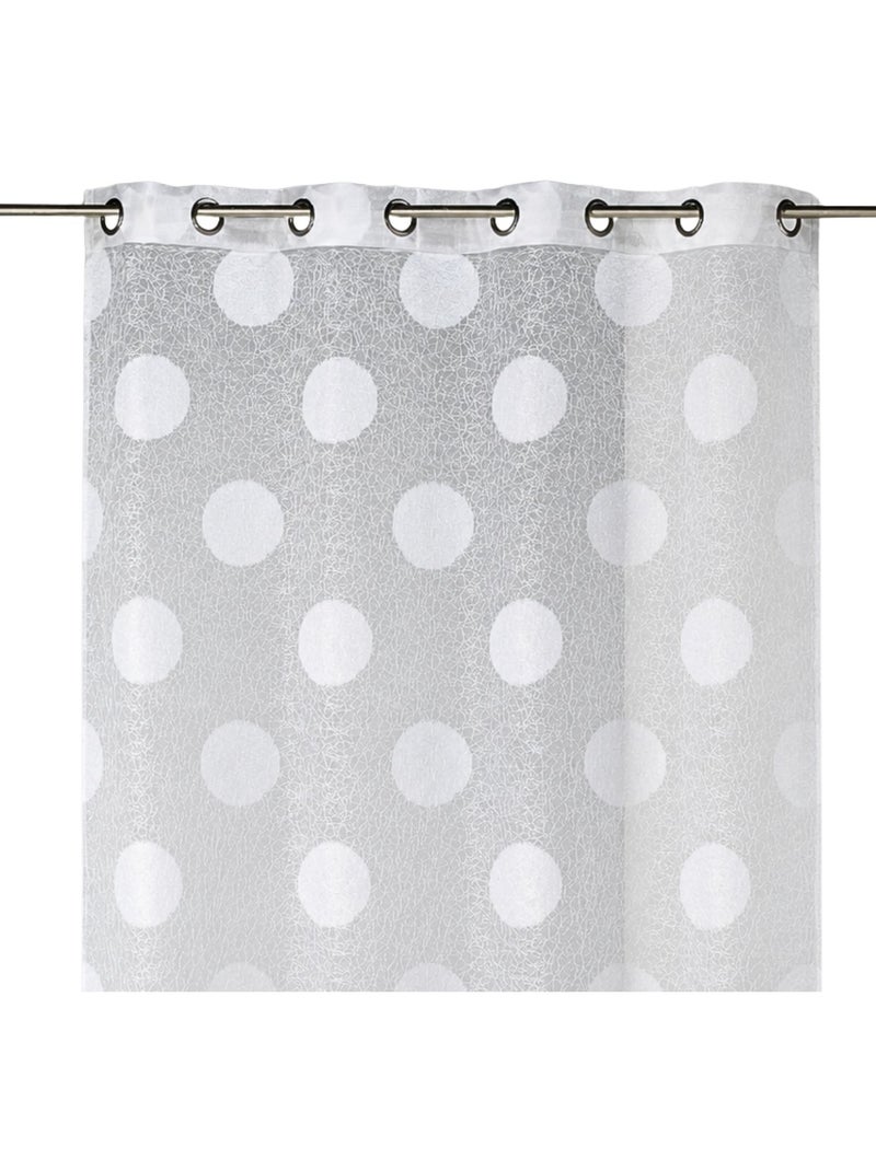 Voilage organza jacquard brodé motif gros ronds Blanc - Kiabi