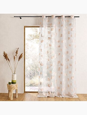 Voilage organza jacquard motif de briques