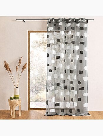 Voilage organza jacquard motif de briques