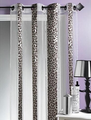 Voilage Organza jacquard motif feuillage