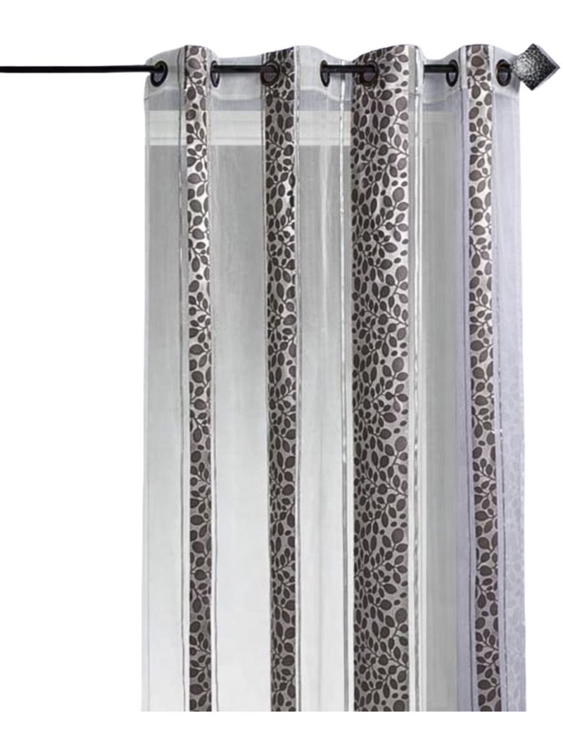Voilage Organza jacquard motif feuillage Gris clair - Kiabi