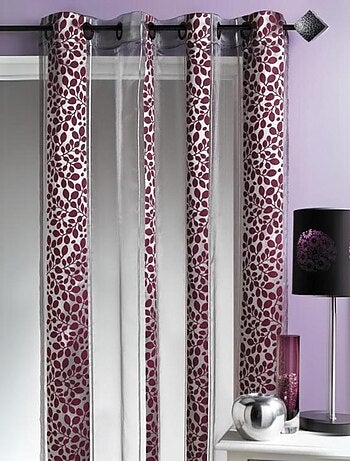 Voilage Organza jacquard motif feuillage