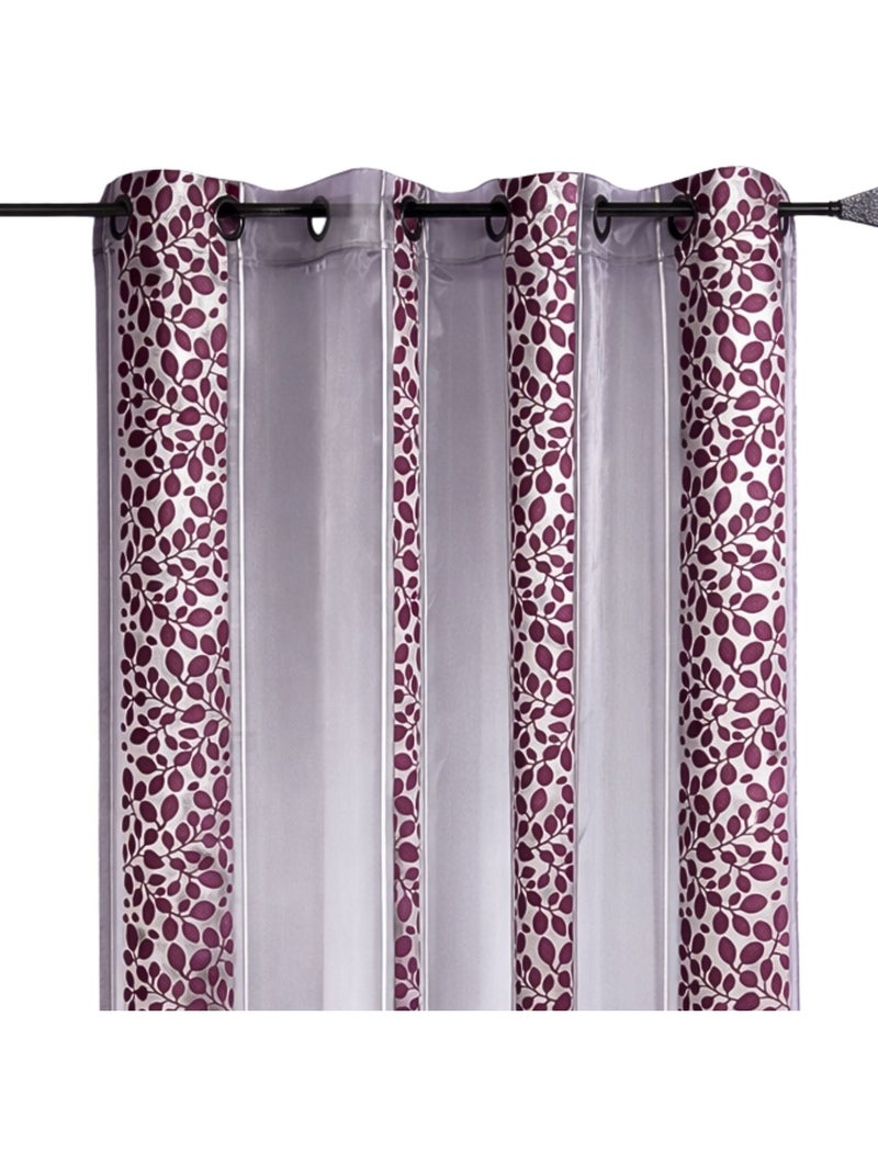 Voilage Organza jacquard motif feuillage Violet prune - Kiabi