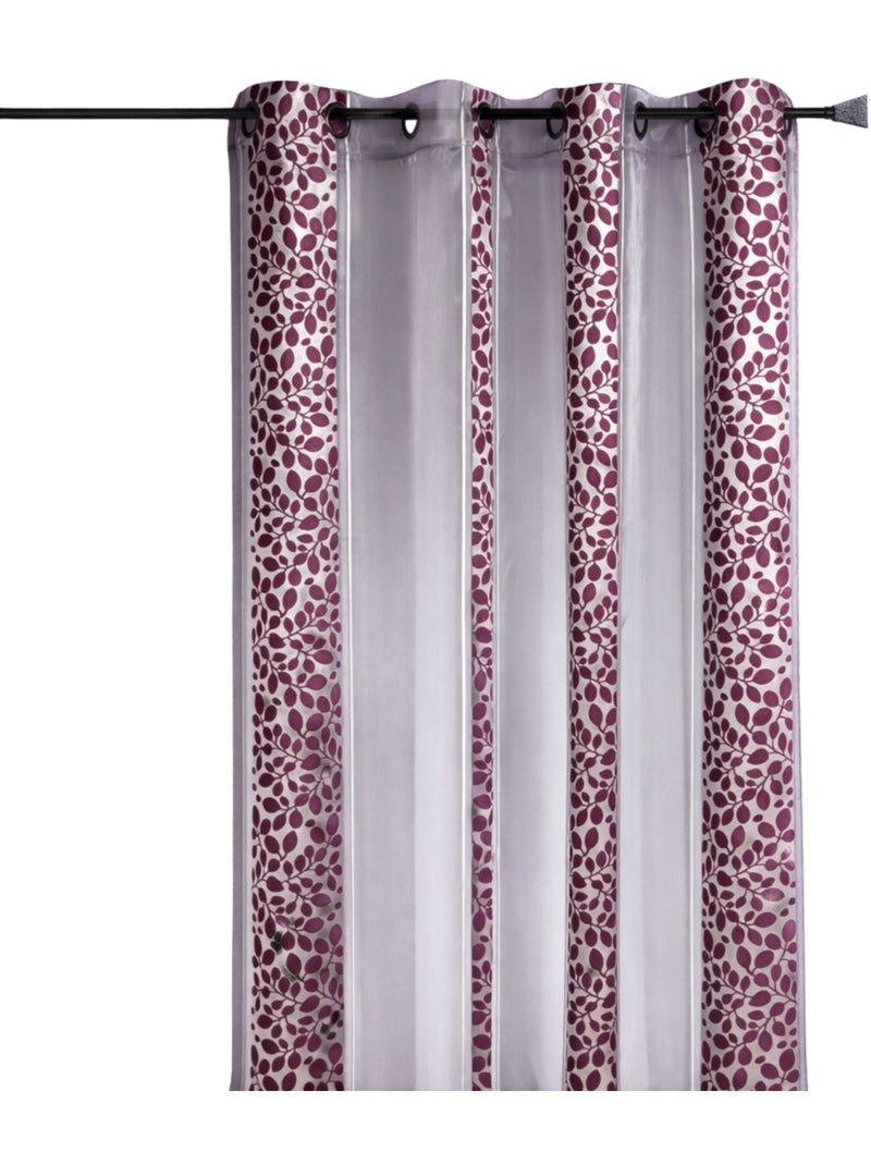 Voilage Organza jacquard motif feuillage Violet prune - Kiabi