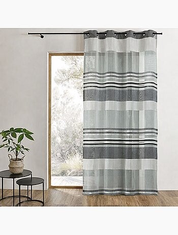 Voilage Organza rayures horizontales tissées