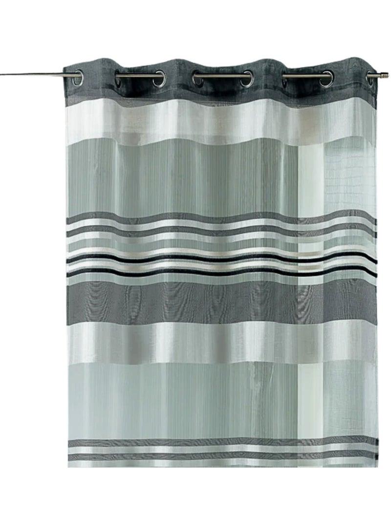 Voilage Organza rayures horizontales tissées Noir - Kiabi