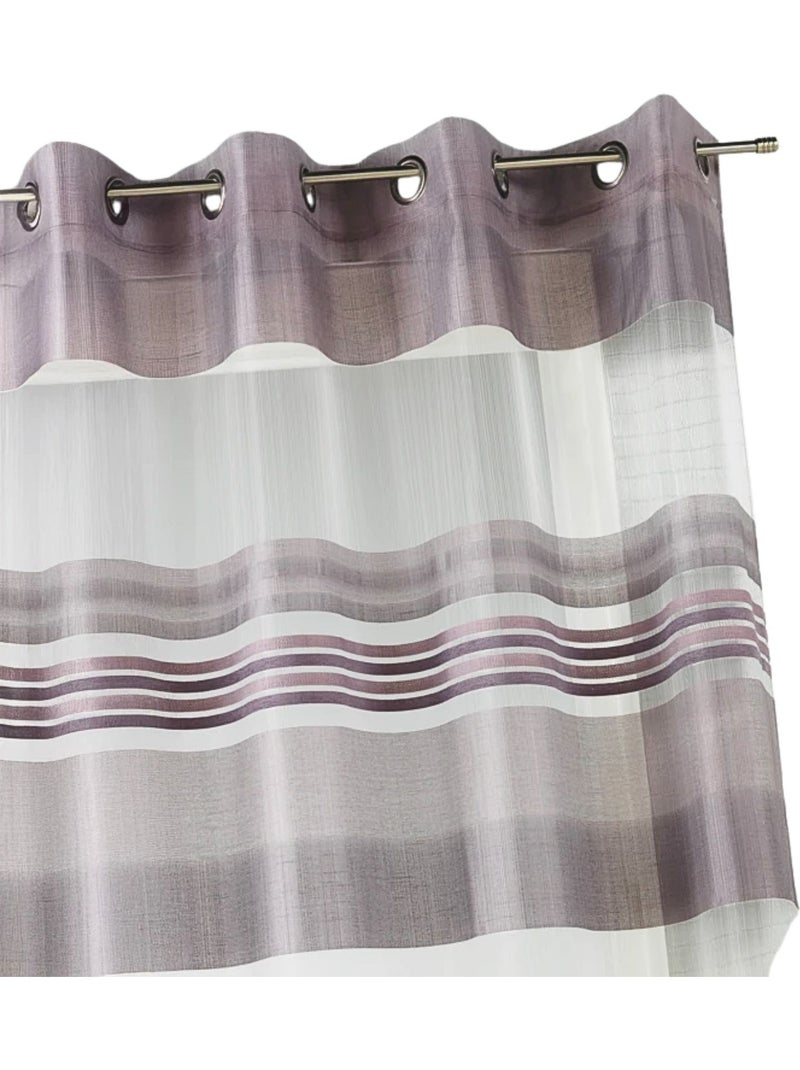 Voilage Organza rayures horizontales tissées Vieux rose - Kiabi