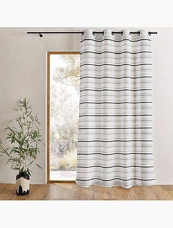 Voilage organza tissé à rayures horizontales et œillets