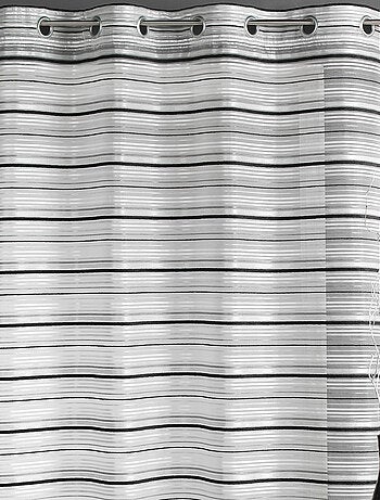 Voilage organza tissé à rayures horizontales et œillets