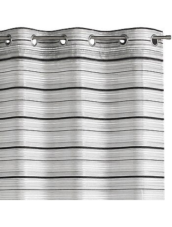 Voilage organza tissé à rayures horizontales et œillets